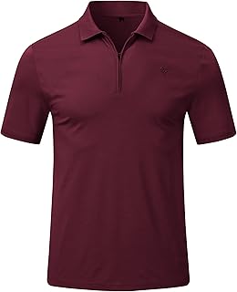 Men's Zipper Polo Golf Shirts Casual Dry Fit Short Sleeve Polo T Shirt Sports Outdoor Hiking Shirt for Men