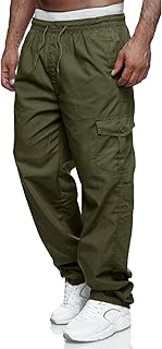 Mens Cargo Pants Casual Drawstring Athletic Jogger Sports Outdoor Trousers