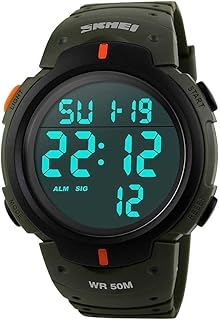 Mens Digital Sports Watch LED Screen Large Face Military Waterproof Casual Luminous Stopwatch Alarm Simple Army Watch