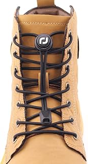 Extra Long No Tie Shoelaces - Elastic Tieless Round Boot Laces for Hiking Shoes, Work Boots and Running Sneakers