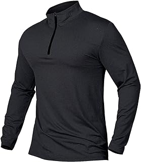 Men's Quick-Dry Active Sports Shirts Quarter Zip Long Sleeve Running Pullover Tops Outdoor Sweatshirt