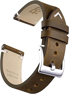 Quick Release Leather Watch Band 18mm 20mm 22mm Genuine Watch Strap for Men and Women, Valentine's day gifts for him or her