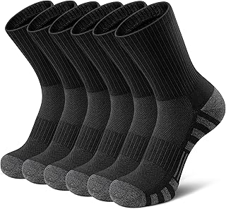 Athletic Socks Sport Running Calf Socks Performance Cushioned Breathable Crew Socks for Men Women(6 Pairs)