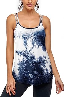 Women's Workout Yoga Racerback Tank Tops with Built in Shelf Bra