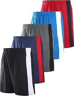 Pack of 5 Men's Athletic Basketball Shorts Mesh Quick Dry Activewear with Pockets
