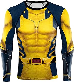 Superhero Costume T-Shirt Men's Compression Sport Workout Shirt Yellow Men