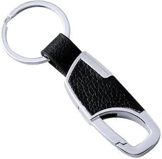 Waist Buckle Keychain Metal Leather Key Ring Holder Simple Design for Men Black/Brown