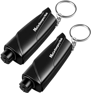 Automotive Escape Tools Car Mini Portable Emergency Window Breaker Keychain with Seatbelt Cutter Glass Breaker Key Chain for Land & Underwater (2pcs/Pack), Black
