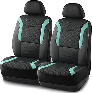 Skechers Memory Foam™ Car Seat Covers, Air Cool Mesh Thick Seat Covers,Two Front Seat Covers, Airbag Compatible, Automotive Comfort & Protection for Most Cars,Van,Trucks, SUVs(Green,Two Front)