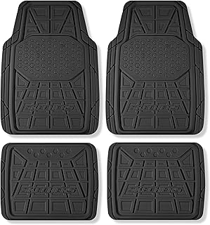 Skechers Car Floor Mats, Heavy Duty Rubber Car Mats Black 4-Piece Automotive Floor Mats - Universal Waterproof Car Mats All Weather for Most Sedan, SUV, Truck
