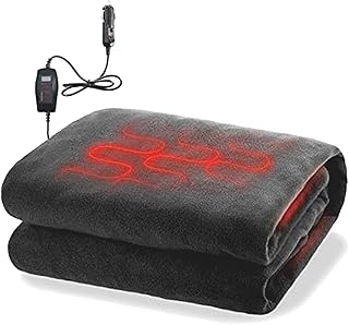 Zone Tech Car Travel Blanket – Black Premium Quality 12V Automotive Polar Fleece Material Comfortable Seat Blanket Great for Winter, Cold Days and Night Road Trips (1 Pack)
