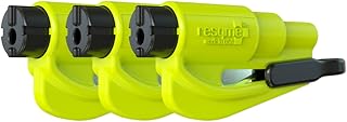 RESQME Family Pack of 3, The Original Emergency Keychain Car Escape Tool, 2-in-1 Seatbelt Cutter and Window Breaker, Made in USA, Compact Safety Hammer- Yellow Neon