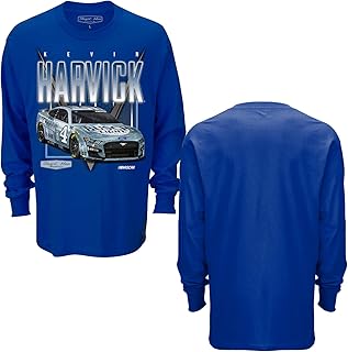 Checkered Flag Sports 2021 NASCAR Racing Long Sleeve Shirt - Front and Sleeve Printed Driver Automotive Apparel