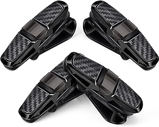 4 Pieces Glasses Holders for Car Sun Visor, Sunglasses Holder Clip Hanger Eyeglasses Mount, Double-Ends Clip 180 Degree Rotational Car Glasses Holder (Black)