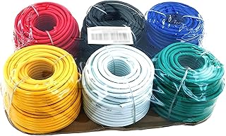 SCSK8 12V MAX | 16 Gauge Wire, 6-Roll, 50ft Each | Red/Black/Blue/Yellow/White/Green, CCA Material, Flexible PVC, 105 degC Temperature Rating | for DIY Projects and Automotive Applications