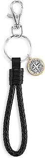 Wrapped in Prayer, Protect & Guide, Black/Silver Tone 4 Inches Leather/Metal Automotive Key Chain, Black/Silver Tone, 4 Inches