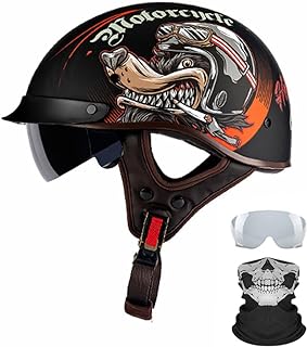 German Motorcycle Half Helmet Visor Quick Release Dot Approved Helmet Buckle Bike Cross-Country Suit for Men and Women.
