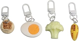 Vctitil 4pcs Cute Food Key Chain Creative Breakfast Snack Model Simulation Bun Corn Schoolbag Automotive Design Pendant Ornaments Gift, Multicolor, normal