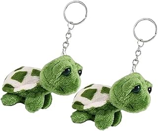 2Pcs Green Mini Sea Creatures Turtle Doll Keychain, Plush Key Ring Auto Animal Keychain Decoration Women/Men Keychains Automotive Trim Stuffed Animals and Teddy Bears Accessories, Green, 1