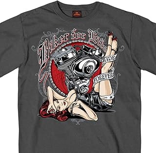 Hot Leathers Motor Pin Up 100% Cotton Double Sided Printed Biker T-Shirt