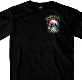 Hot Leathers Men's Saint Nick Skull Christmas T-Shirt (Black, X-Large)