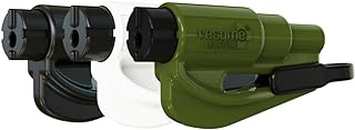 resqme Family Pack of 3 The Original Emergency Keychain Car Escape Tool, 2-in-1 Seatbelt Cutter and Window Breaker, Made in USA, Black, White, Army Green - Compact Emergency Hammer