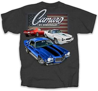 Camaro Flag Classic Multi Car Garage Adult Cotton T-Shirt - Dark Heather Grey, Dark Heather Grey, Large