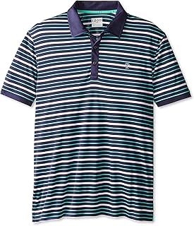 IZOD Men's Short Sleeve On A Boat Auto Stripe Oxford Golf Polo Shirt