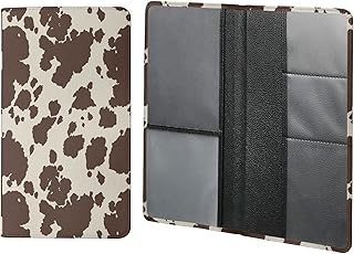 Brown Cow Print Car Registration Insurance Holder, Vehicle Essential ID Document Card Holder for Automobile Glove Box Card Organizer Wallet for Womens Mens