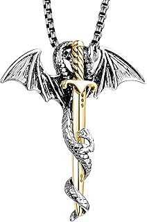 LeapoFaith Pendant for Car Rear View Mirrors, Dragon Sword Cross Charm for Cars Automobiles, Stainless Steel Car Hanging Ornament (Gold Sword)