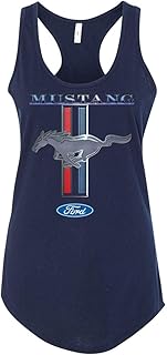Ford Mustang Pony and Stripes Ladies Racerback Tank Top Women Lady Car Auto Automobile Racing