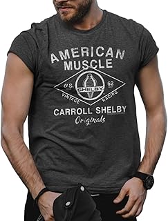 Carroll Shelby Vintage Racing Cobra American Muscle Sports Race Car Adult T-Shirt Graphic Tee Black Heather