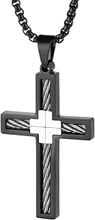 LeapoFaith Cross Pendant Car Rearview Mirror Hanging Accessories Cross Charm for Truck Auto Mirror Necklace for Men Ornament Women Cross (Black)