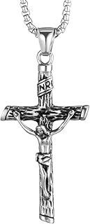 LeapoFaith Cross Necklace Car Rearview Mirror Hanging Cross Pendant Crucifix for Men Women Car Mirror Hanging Ornament Religious Christian Catholic Decor (Silver)