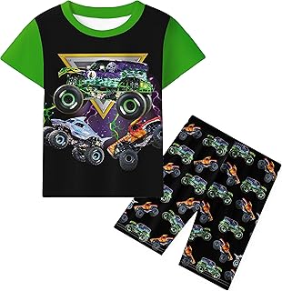 YAMY Boys Truck Cars Pants Sets Kids Monster Machine Short Sleeve Tee Shirt 2PCS Clothing Set Playwear 2-7 Years