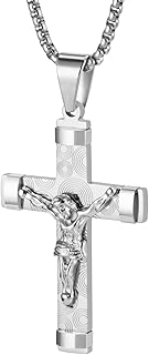 LeapoFaith Cross Pendant Car Rearview Mirror Hanging Accessories Cross Charm for Truck Religious Christian Cross Necklace for Men Car Decor Ornament (Silver)