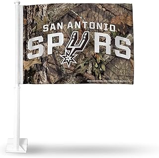Rico Industries NBA San Antonio Spurs Camo Double Sided Double Sided Car Flag - 16" x 19" - Strong Pole That Hooks onto Car/Truck/Automobile