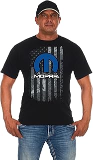 Men's Mopar Black T-Shirt Distressed American Flag