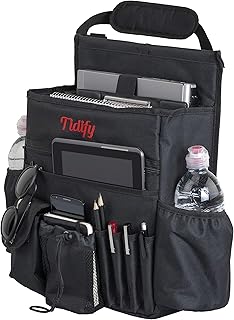 Tidify Car Front Seat Organizer with Dedicated Tablet/Laptop Storage, Stabilizing Side Straps, Soft Adjustable Shoulder Strap and Hardened Buckles - Your Office Away from Office