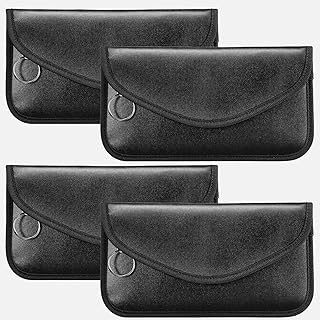 4 Pieces Faraday Bags Phone for Key Fob Protector Car RFID Signal Blocking GPS Anti-tracking Faraday Pouch Shielding Wallets for Cell Phone Privacy Card Protection(PU)