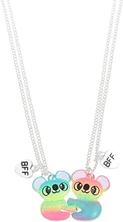 2Pcs/Set Best Friends Broken Heart Puzzle Rainbow Koala Pendant Necklace Best Friends Forever BFF Friendship Jewelry for Women Girls Teens