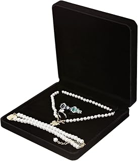 LETURE Velvet Jewelry Set Box, Velvet Gift Box for Bracelet Necklace Earring Ring (Black)