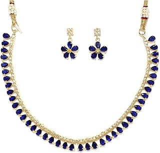 Bridal Crystal Cubic Zirconia Collar Necklace Earrings Jewelry Set for Women Girls Bride Bridesmaids