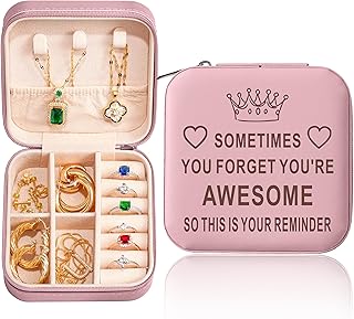 Daricano Inspirational Gifts for Women, Personalized Mothers Day Birthday Graduation Friendship Appreciation Gifts, Unique Engraved Travel Jewelry Case Box for Her Best Friend Female