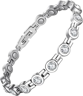 Magnetic Bracelets for Women, Titanium Steel Magnetic Bracelet with Neodymium Magnets & Sparkling Crystals, Jewelry Gifts