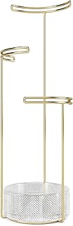 Umbra Tesora 3-Tier Jewelry Stand, Earring Holder, Accessory Organizer and Display, Glass/Brass