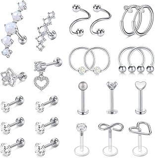 16g Cartilage Earring Stud Hoop Tragus Stud Earring Cartilage Piercing Jewelry Forward Helix Earrings Hoop Rook Daith Conch Stainless Steel Piercing Jewelry