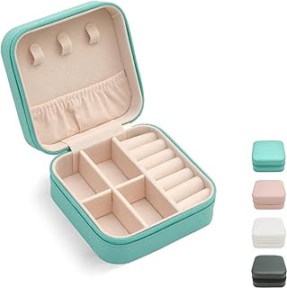 TRODANCE Mini Jewelry Travel Case,Small Travel Jewelry Organizer, Portable Jewelry Box Travel Mini Storage Organizer Portable Display Storage Box For Rings Earrings Necklaces Gifts (Blue)