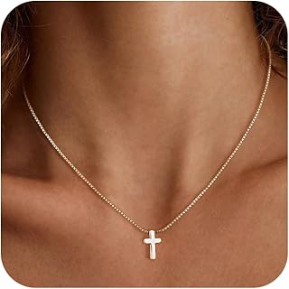 Cross Necklace for Women Silver/Gold Plated Cross Necklace Dainty Small Cross Pendant Necklace Minimalist Cross Chain Choker Jewelry for Gift