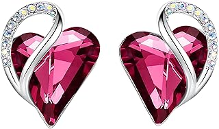 Infinity Love Heart Earrings, Crystal Stud Earrings with Healing Stones, Allergy-Free Jewelry for Women with Gift Box, Birthstone Crystals Earrings for Women